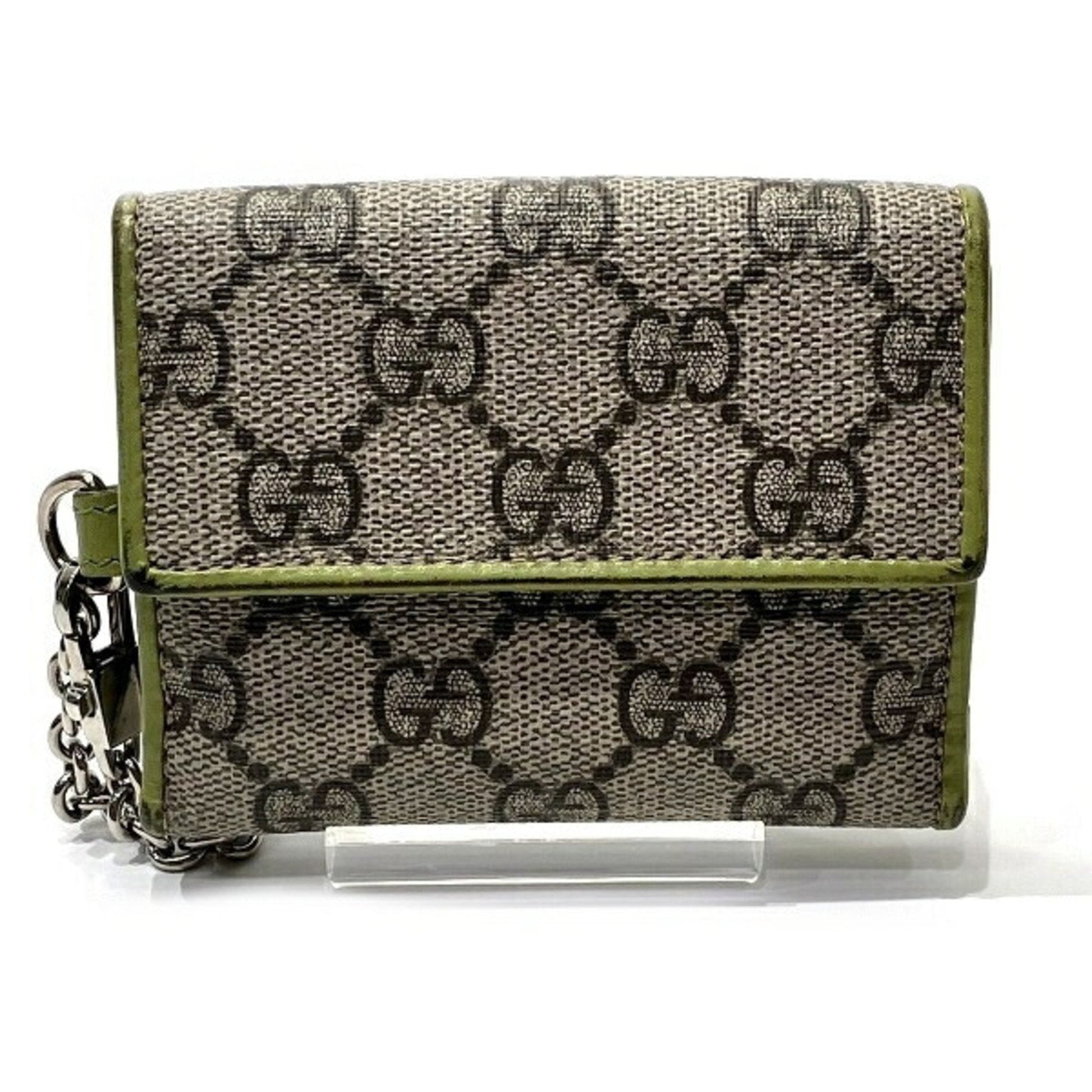 Gucci Beige Green Leather Pvc Wallet (Tri-Fold) ()
