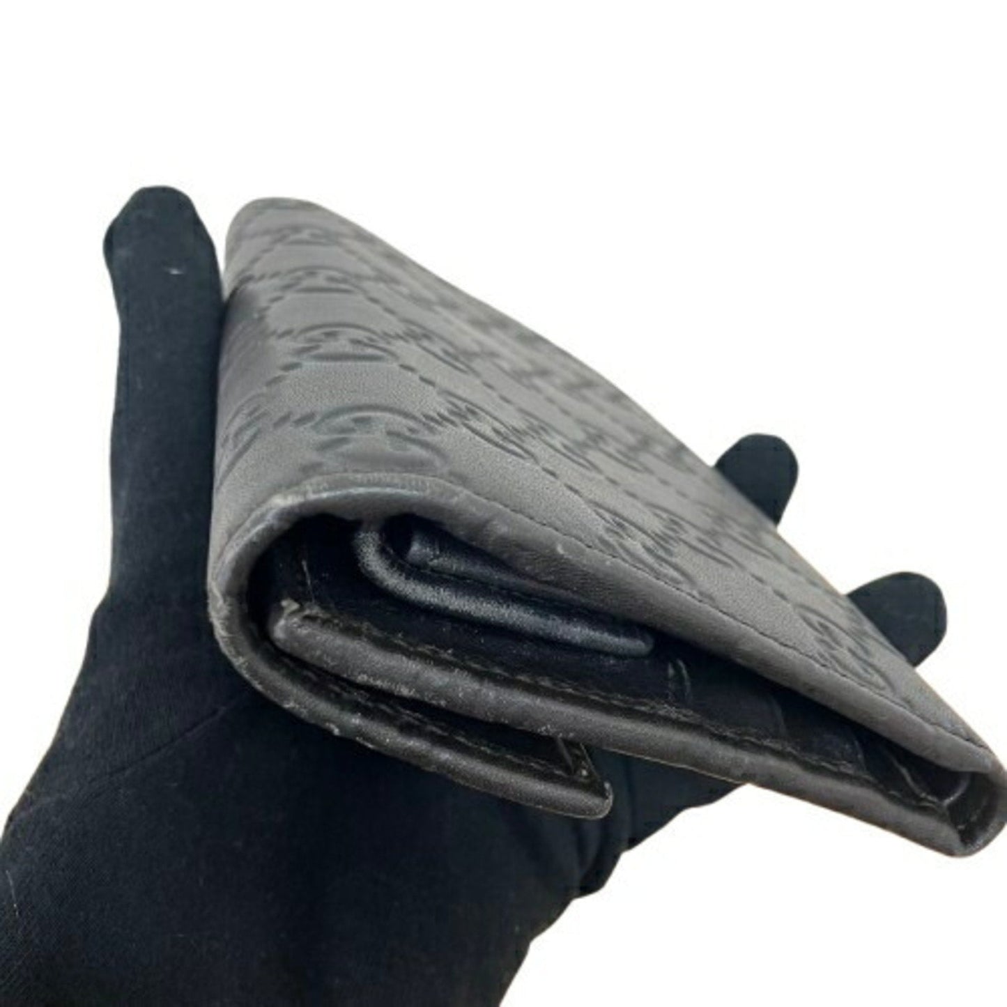 Gucci Black Leather Long Wallet (Tri-Fold)