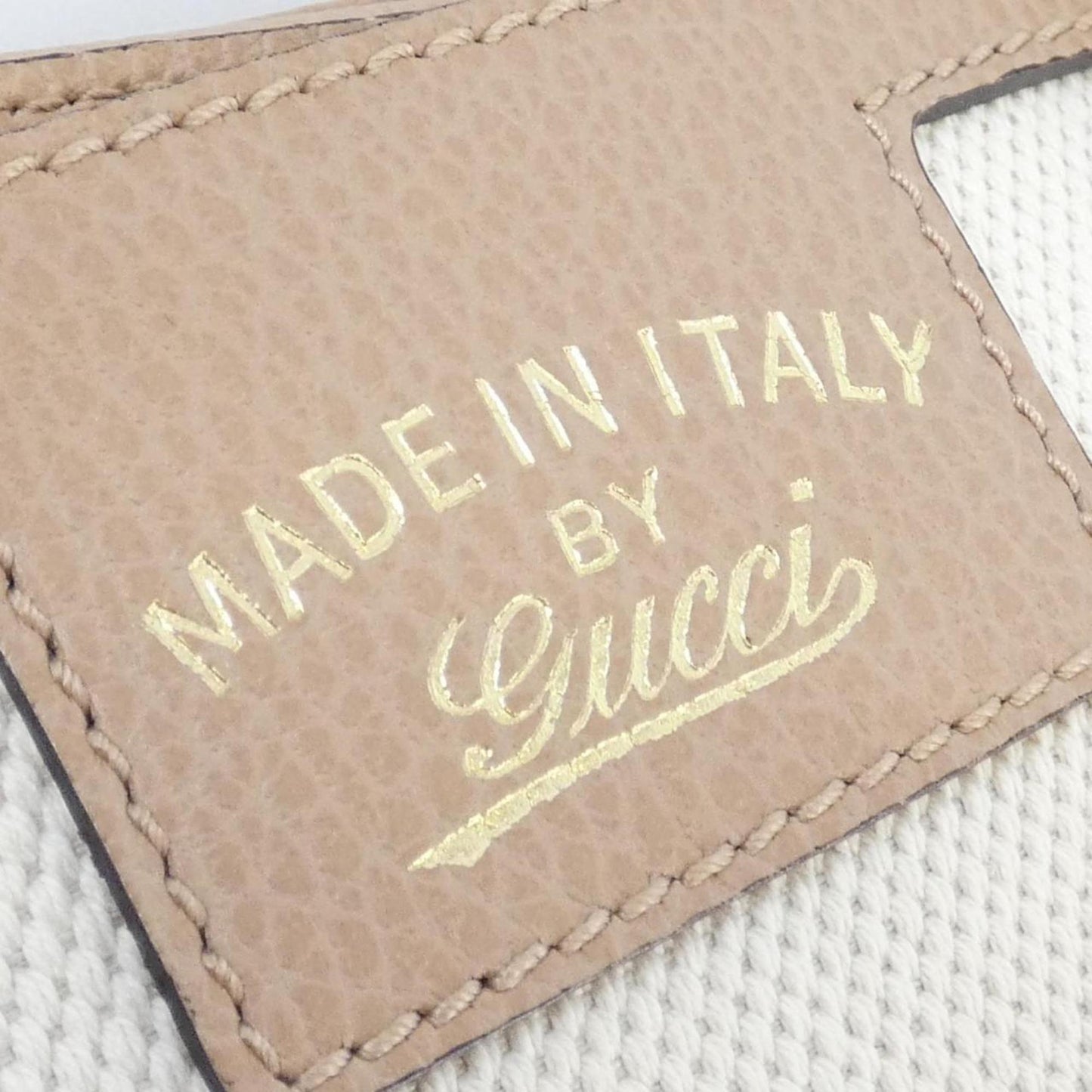 Gucci Beige Canvas Leather Tote Bag