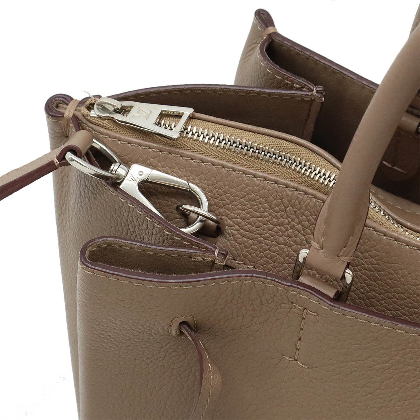 Louis Vuitton Brown Leather Handbag Shoulder Bag Tote Bag