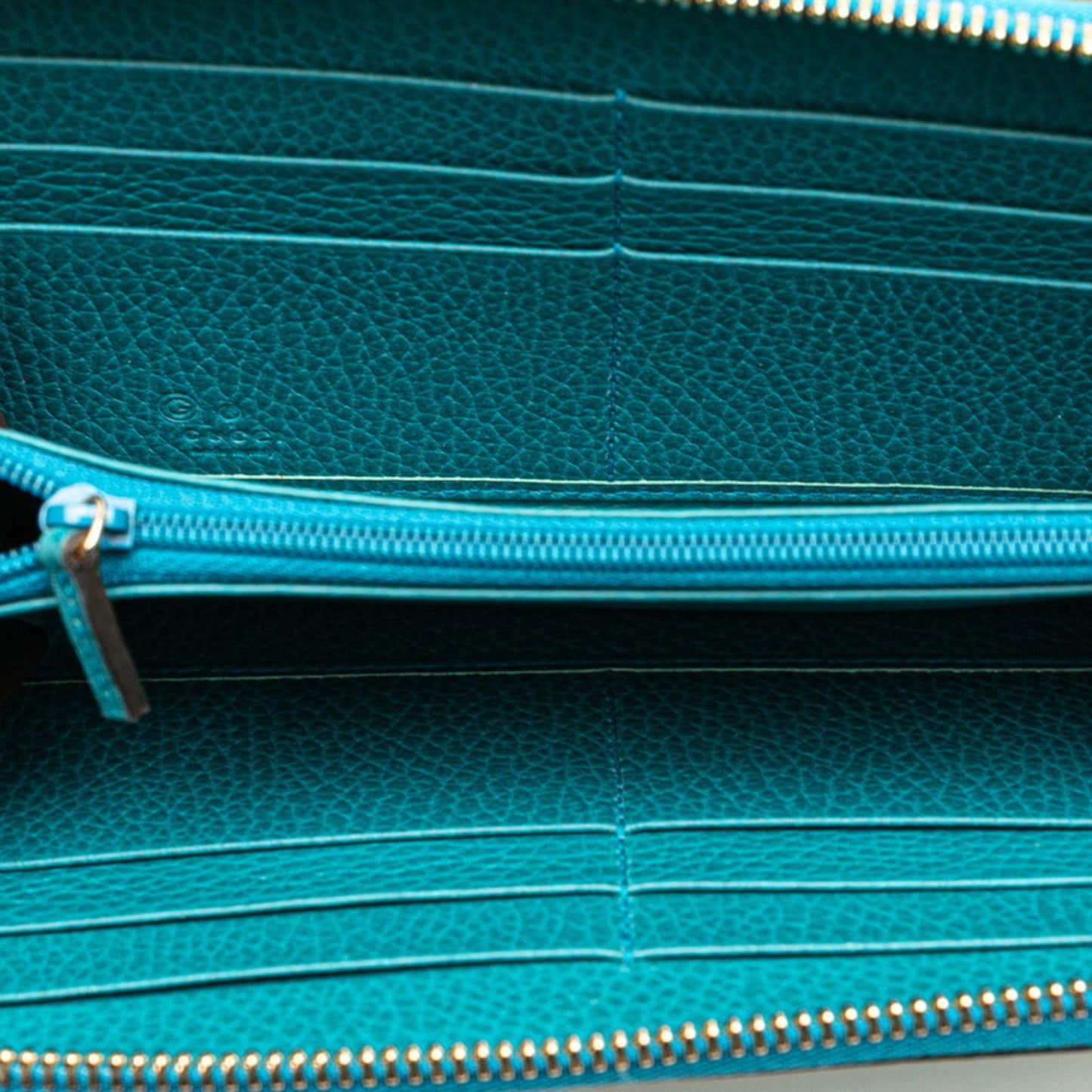 Gucci Blue Green Leather Long Wallet (Bi-Fold)