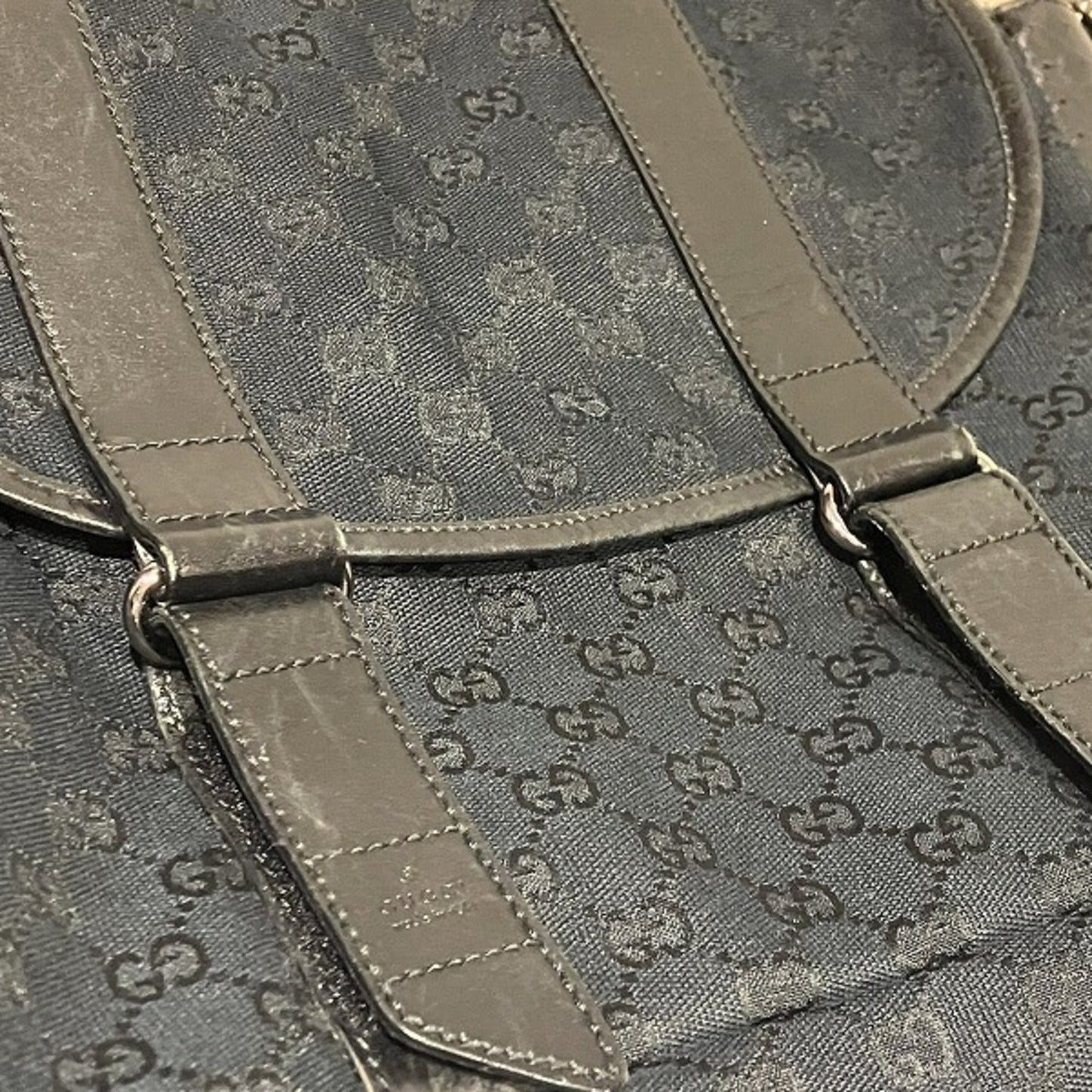 Gucci Black Canvas Leather Shoulder Bag