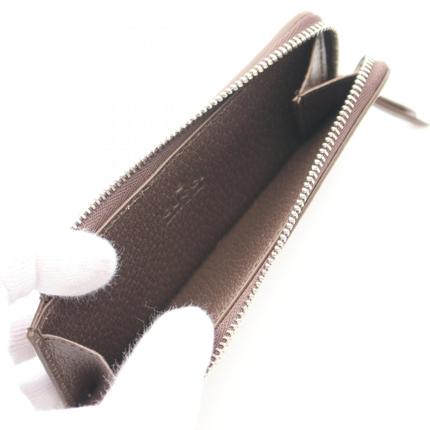 Gucci Beige Brown Coated Canvas Leather Coin Purse/Coin Case