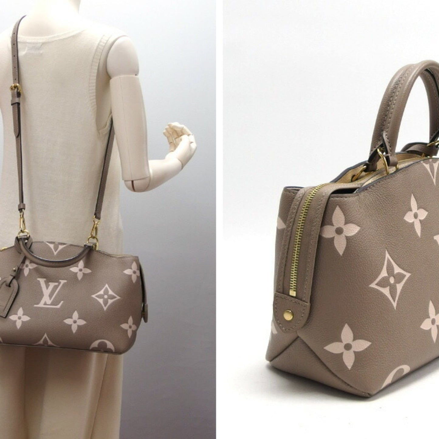 Louis Vuitton Gray Beige Grayish Monogram Empreinte Leather Handbag Shoulder Bag Tote Bag
