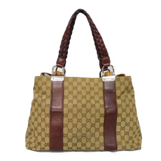Gucci Beige Brown Gg Canvas Handbag Tote Bag ()