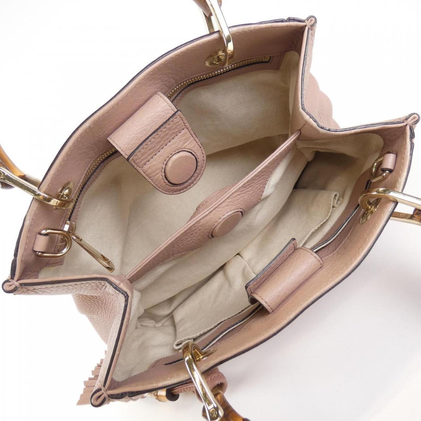 Gucci Bamboo Light Pink Leather Handbag