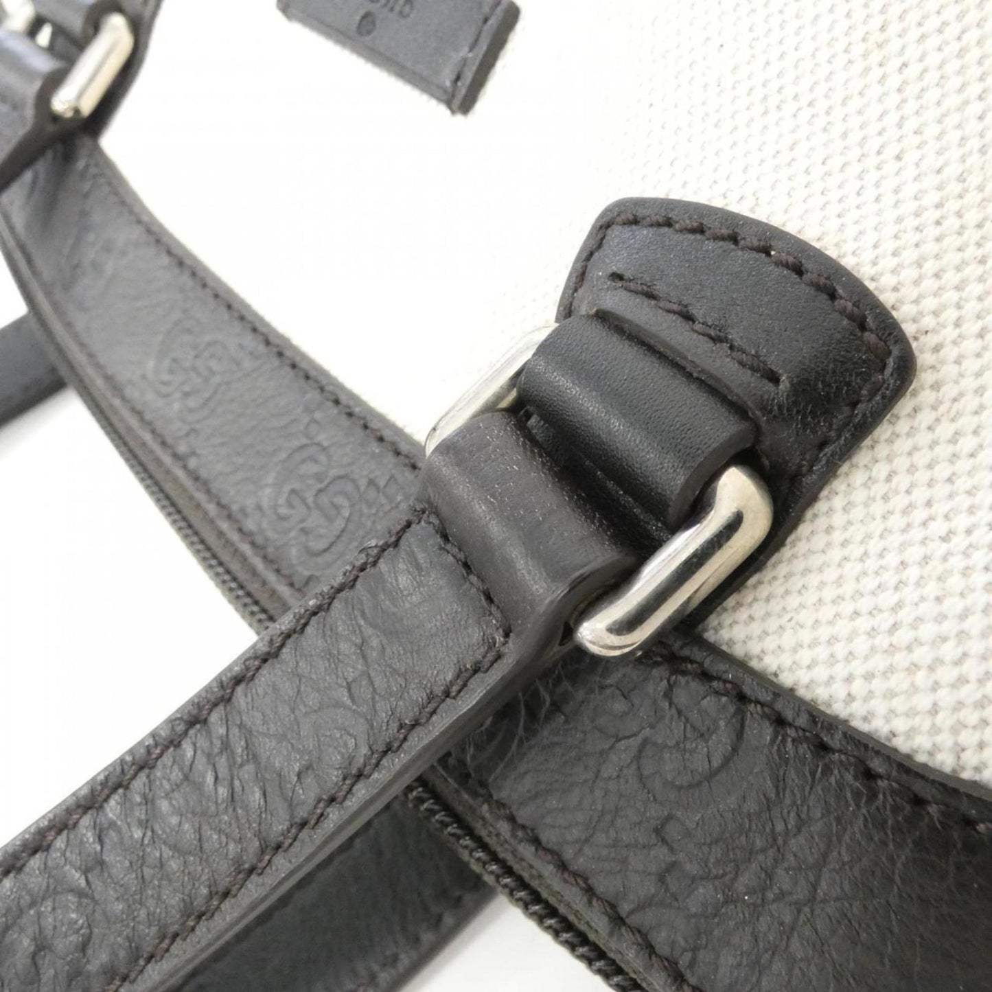Gucci Dark Brown White Canvas Gg Leather Shoulder Bag