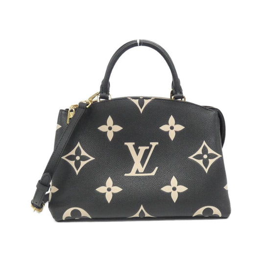 Louis Vuitton Beige Black Leather Handbag Shoulder Bag ()