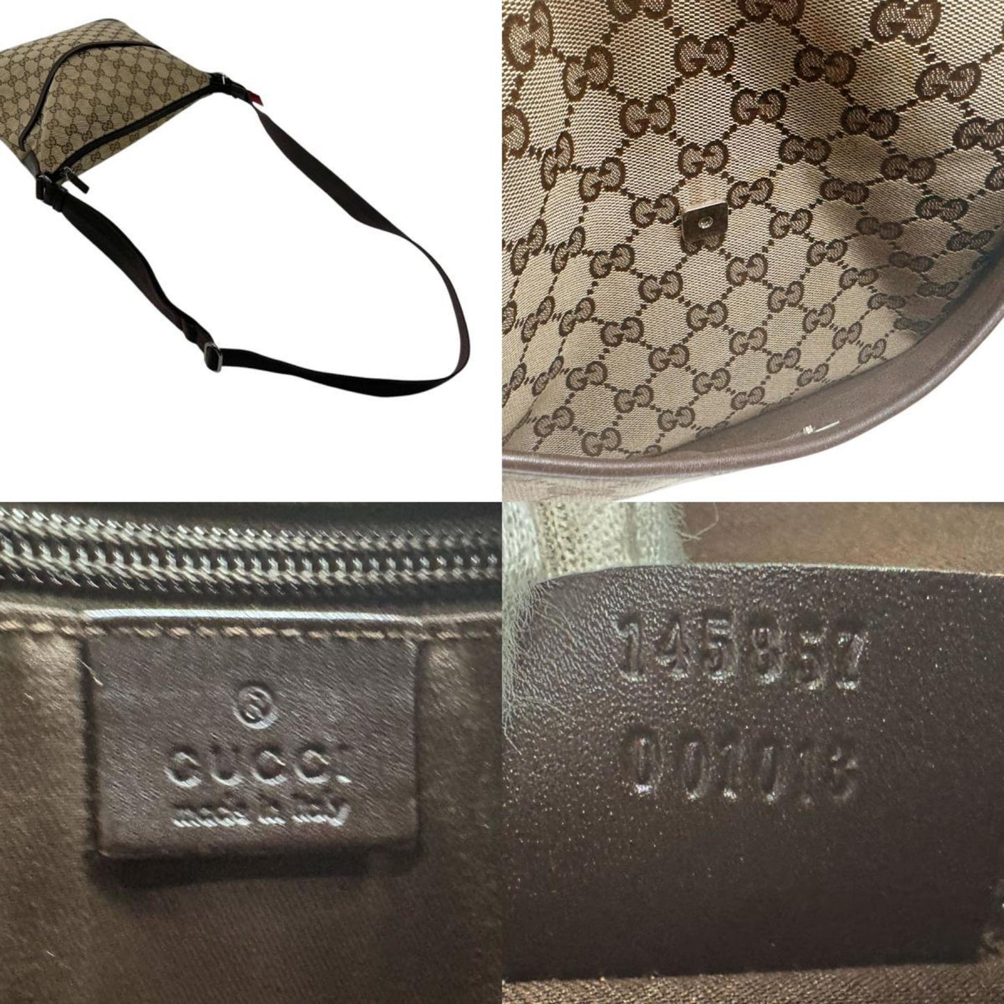 Gucci Beige Brown Gg Canvas Shoulder Bag