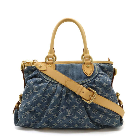 Louis Vuitton Blue Monogram Denim Handbag Shoulder Bag Tote Bag ()