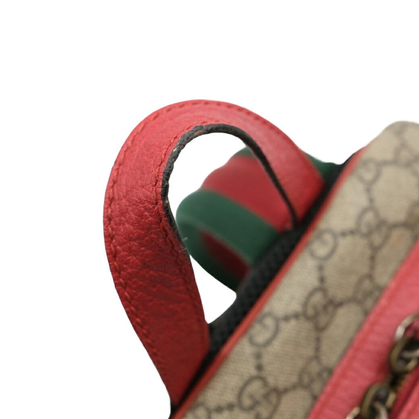 Gucci Beige Pink Red Color Gg Supreme Leather Backpack