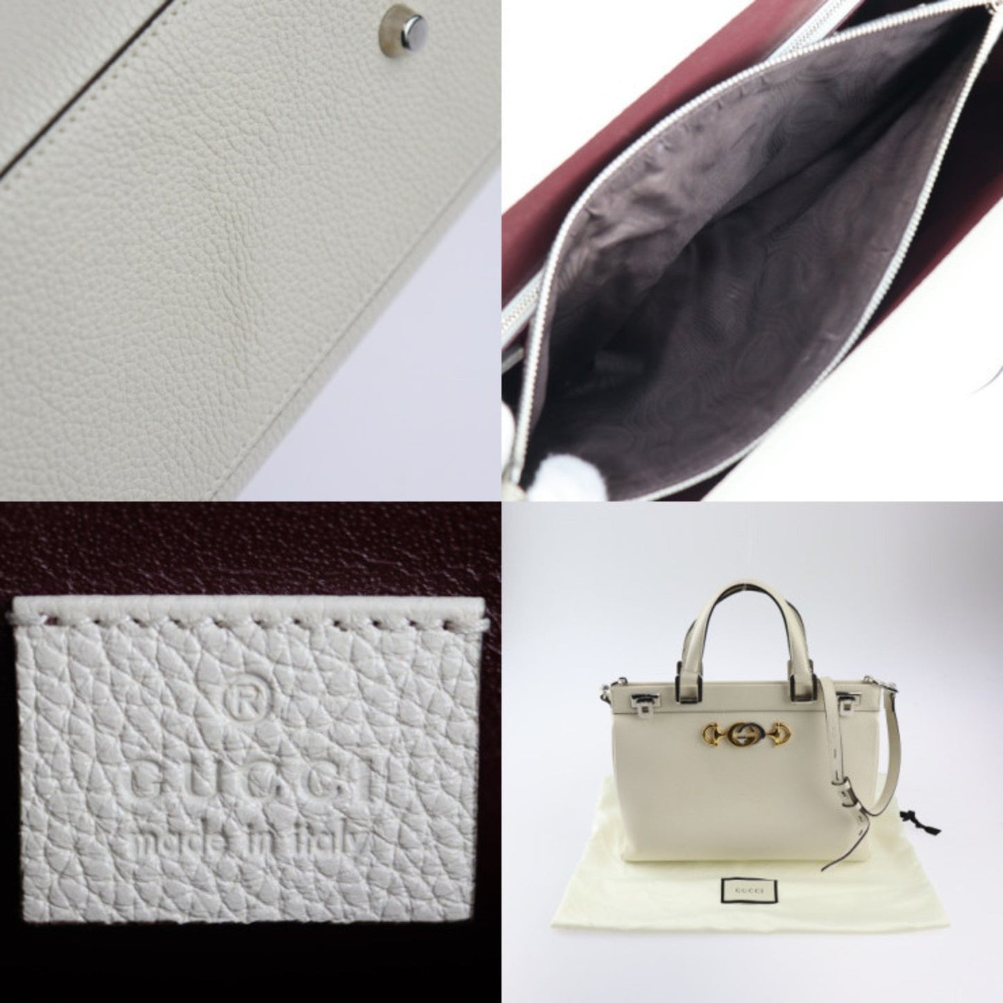 Gucci Horsebit Cream Leather Handbag Shoulder Bag Tote Bag
