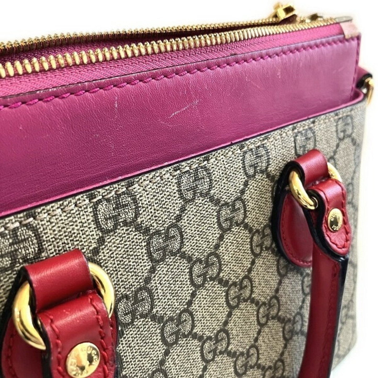 Gucci Pink Canvas Leather Handbag Shoulder Bag