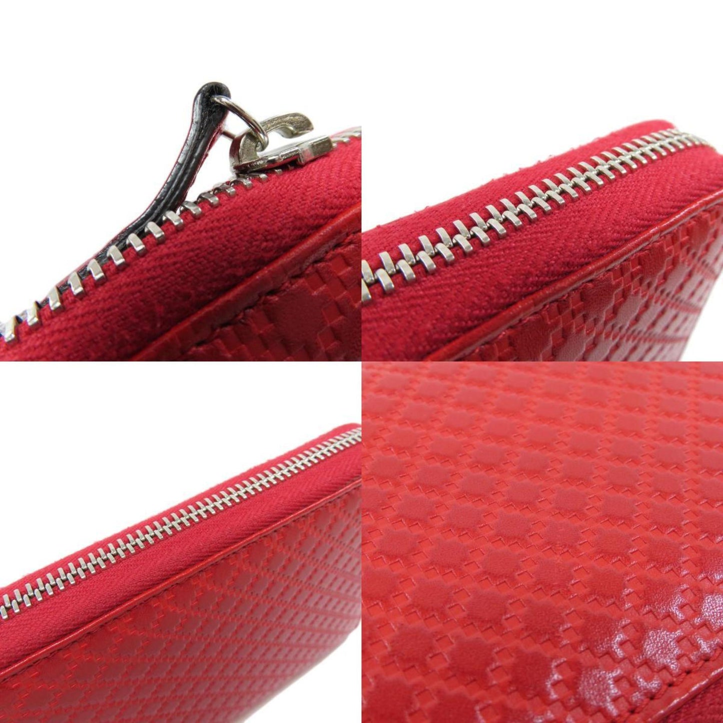 Gucci Diamante Red Color Leather Long Wallet (Bi-Fold)