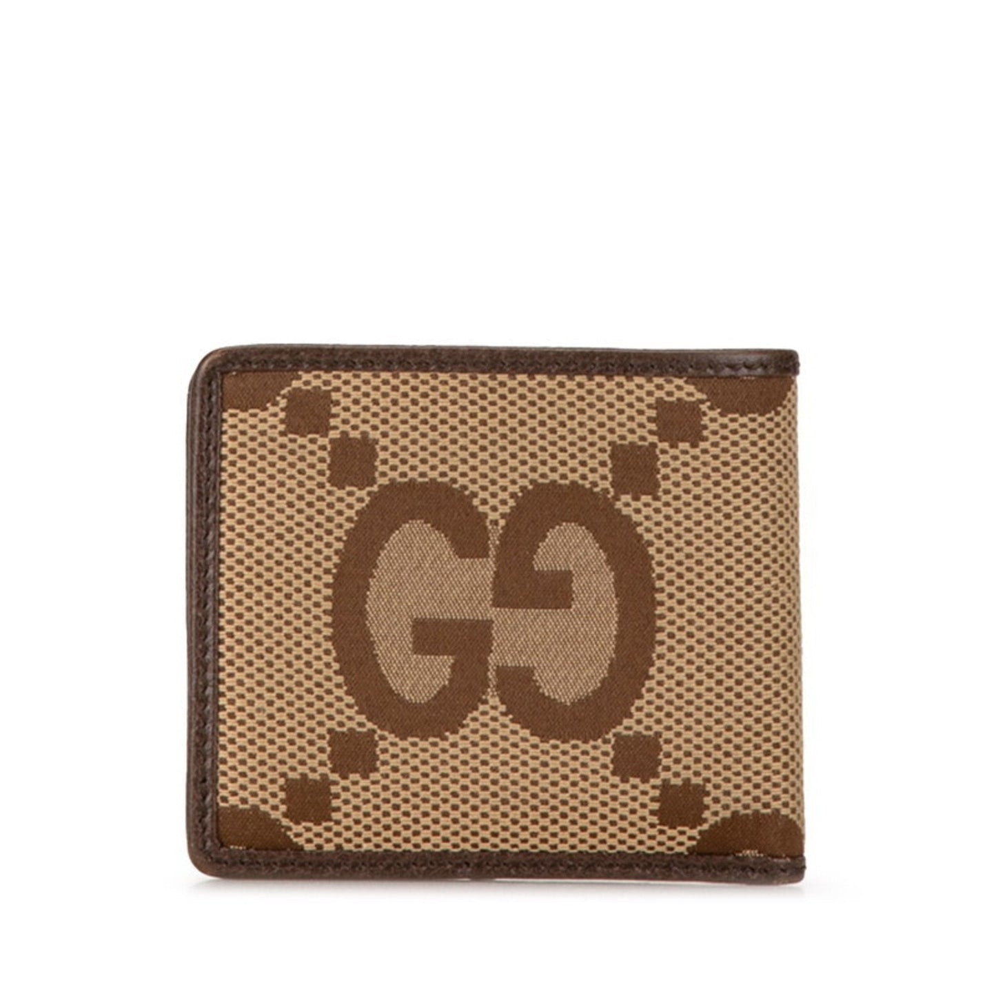 Gucci Beige Brown Canvas Leather Wallet (Bi-Fold)
