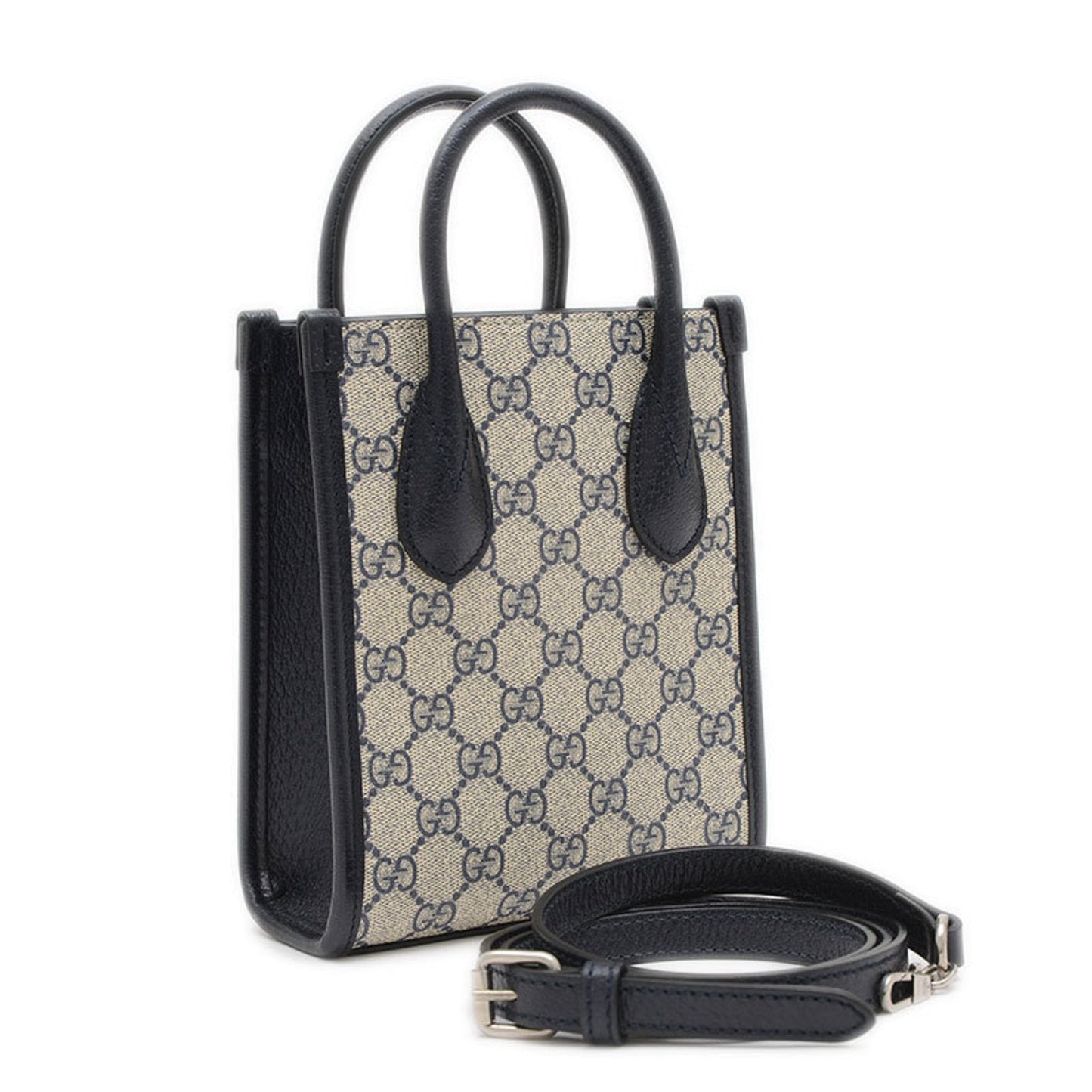 Gucci Beige Navy Gg Supreme Handbag Shoulder Bag Tote Bag