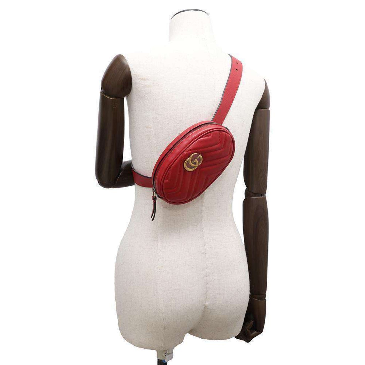 Gucci Gg Marmont Red Color Leather Fanny Pack