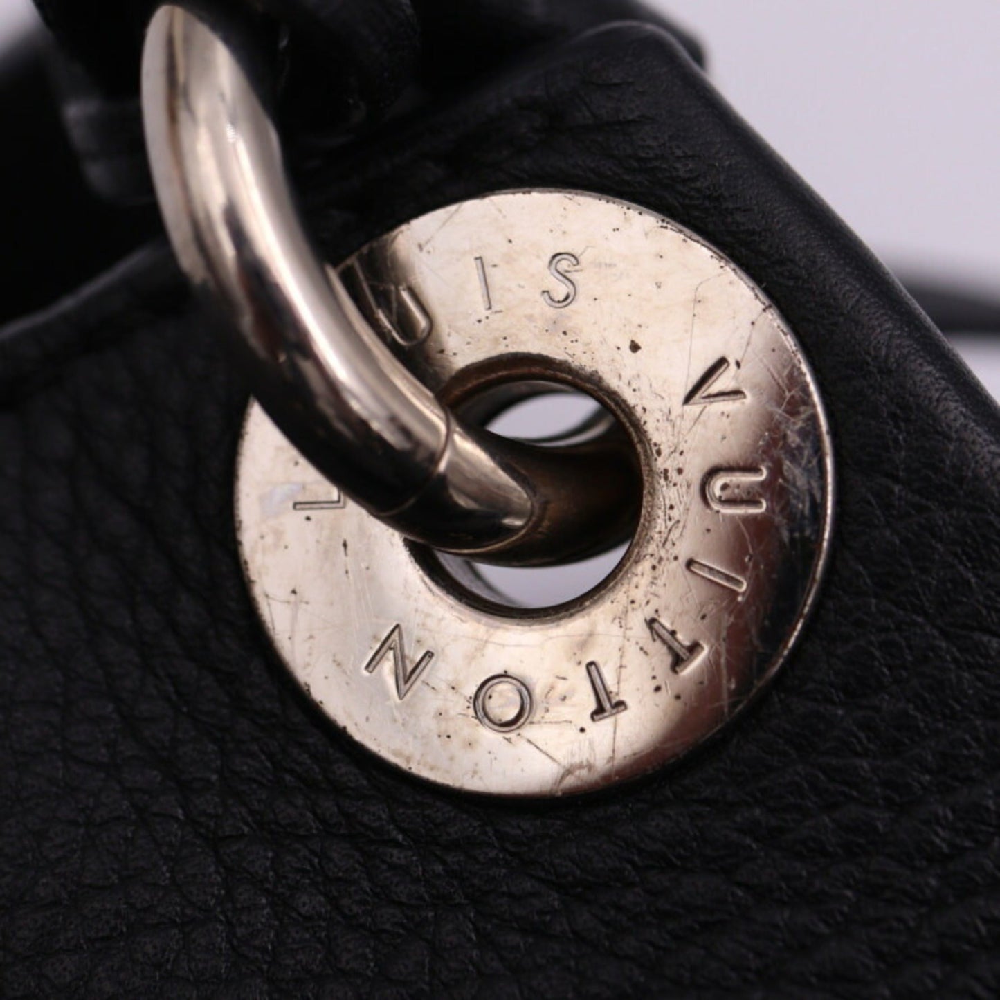 Louis Vuitton Black Leather Handbag Shoulder Bag Tote Bag