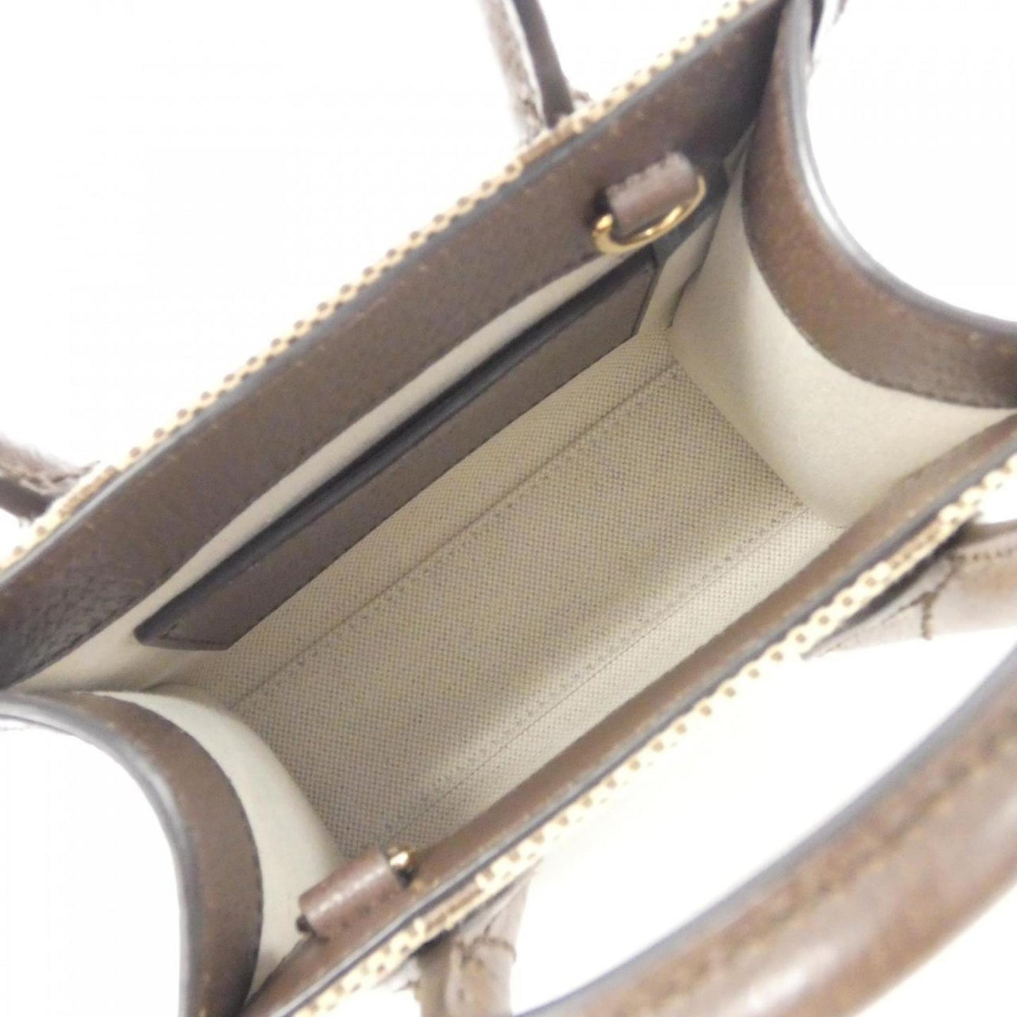 Gucci Beige Brown Canvas Leather Handbag