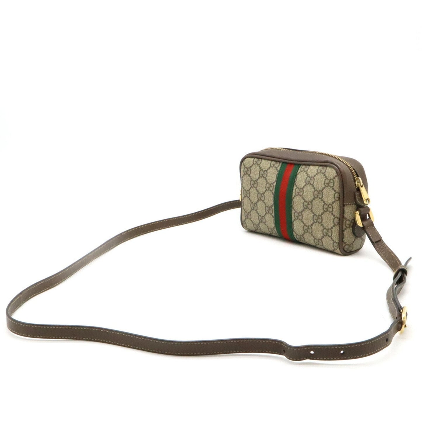Gucci Beige Brown Green Khaki Red Color Gg Supreme Leather Pochette Shoulder Bag