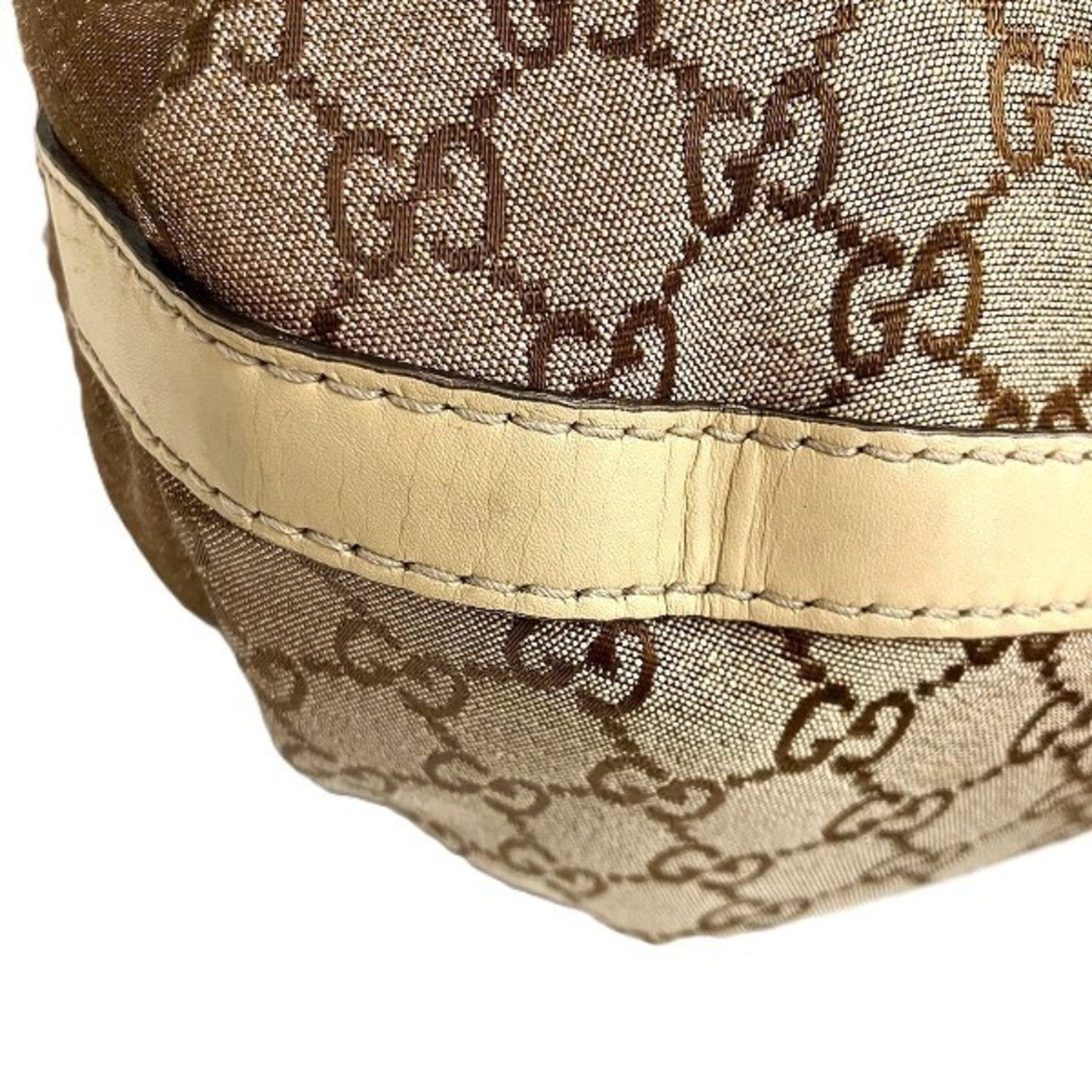 Gucci Beige Metallic Pink Canvas Leather Handbag