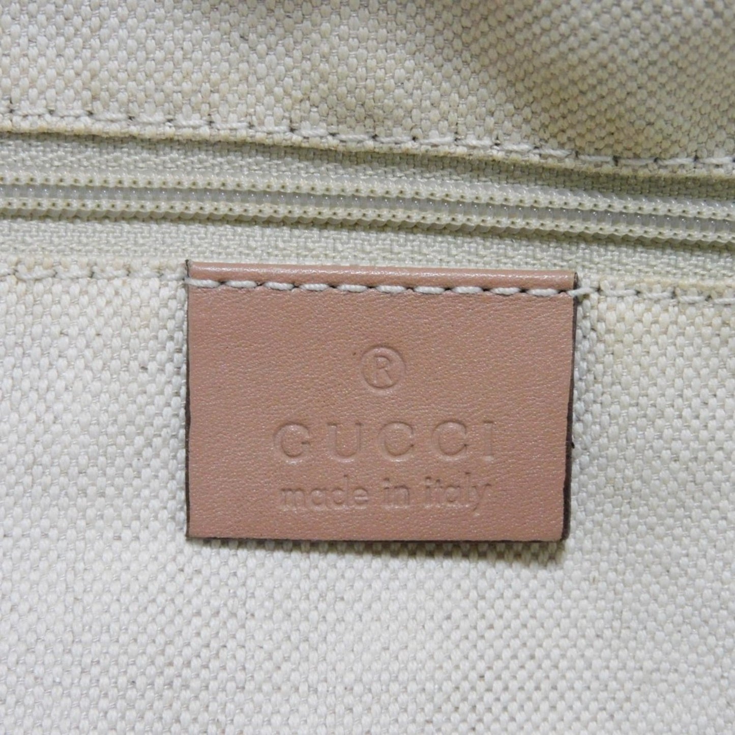 Gucci Beige Canvas Leather Handbag Tote Bag