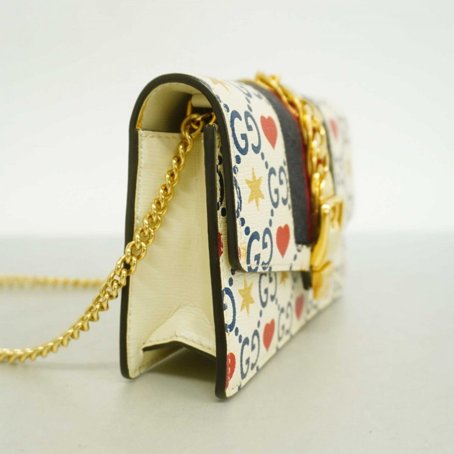 Gucci Multi-Color White Leather Shoulder Bag
