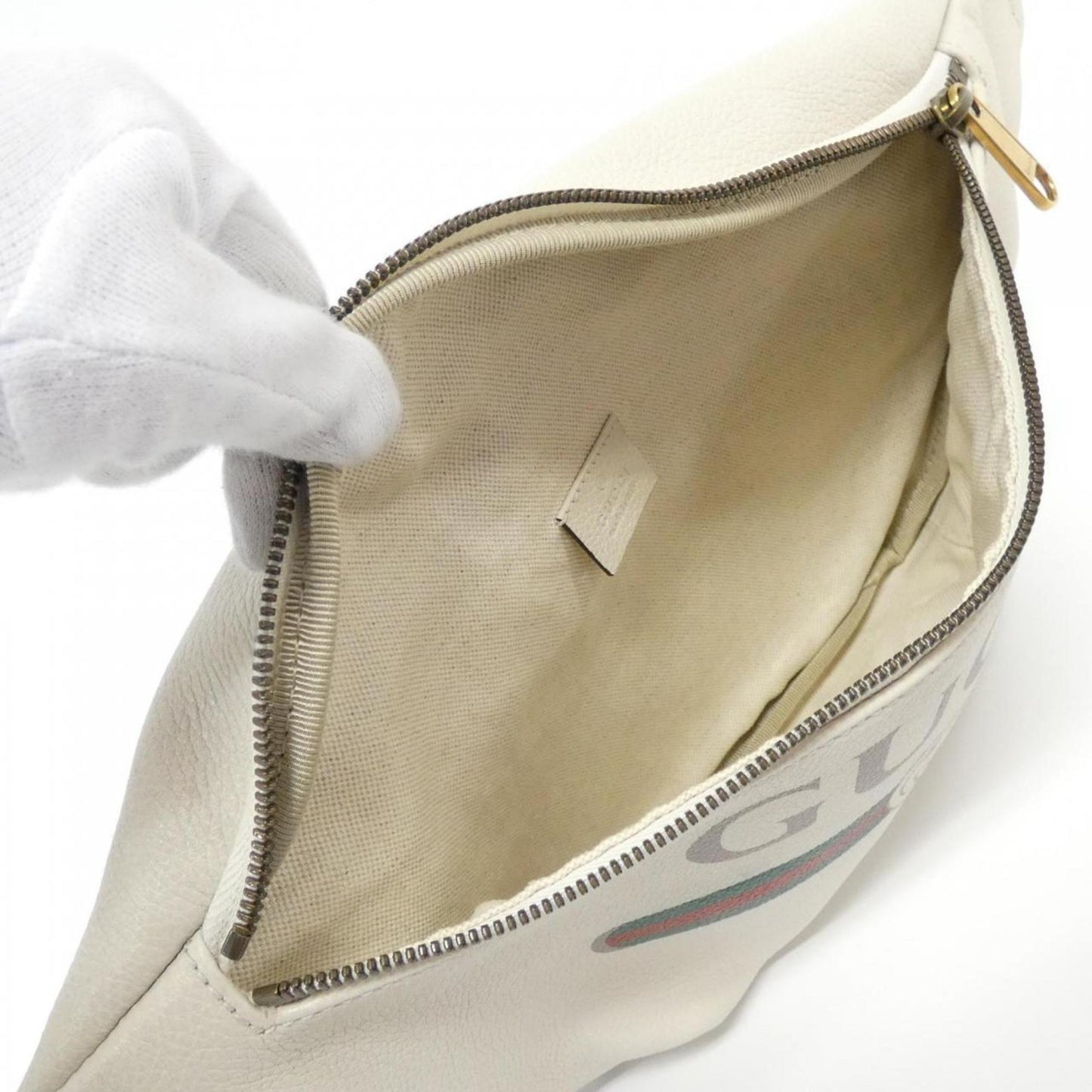 Gucci White Leather Fanny Pack