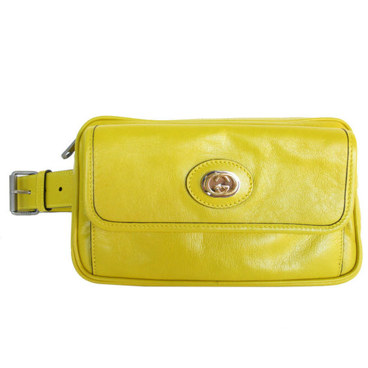 Gucci Yellow Leather Fanny Pack Sling Bag ()