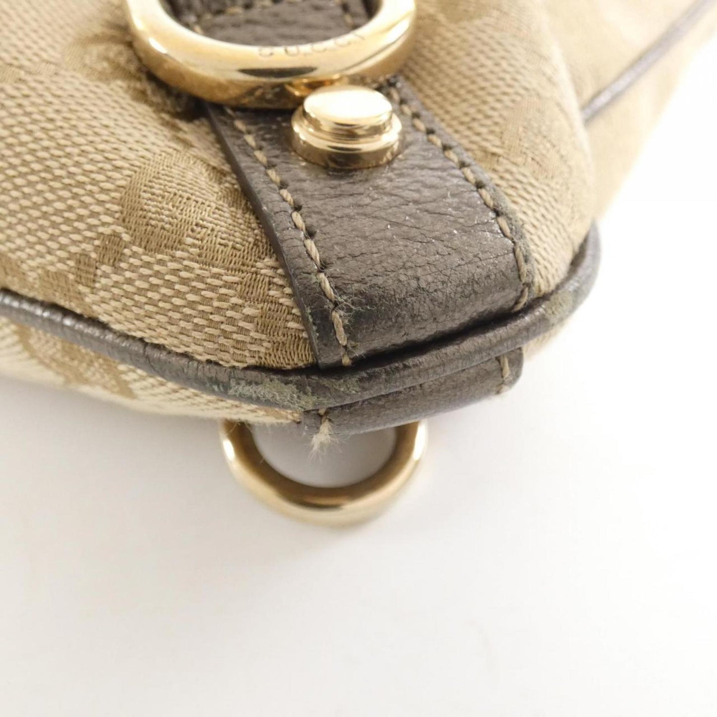 Gucci Beige Khaki Gg Canvas Leather Shoulder Bag