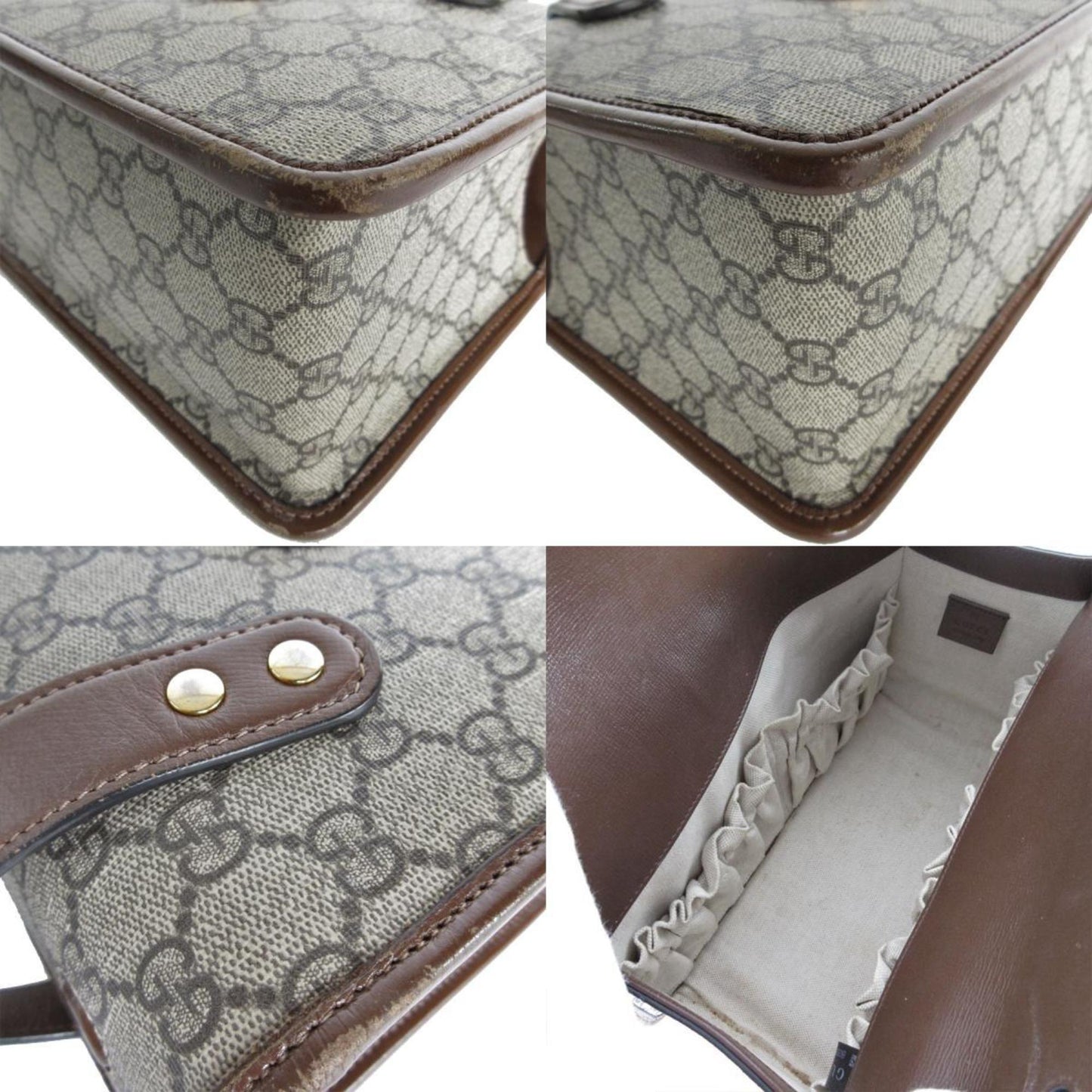 Gucci Beige Brown Pvc Leather Handbag
