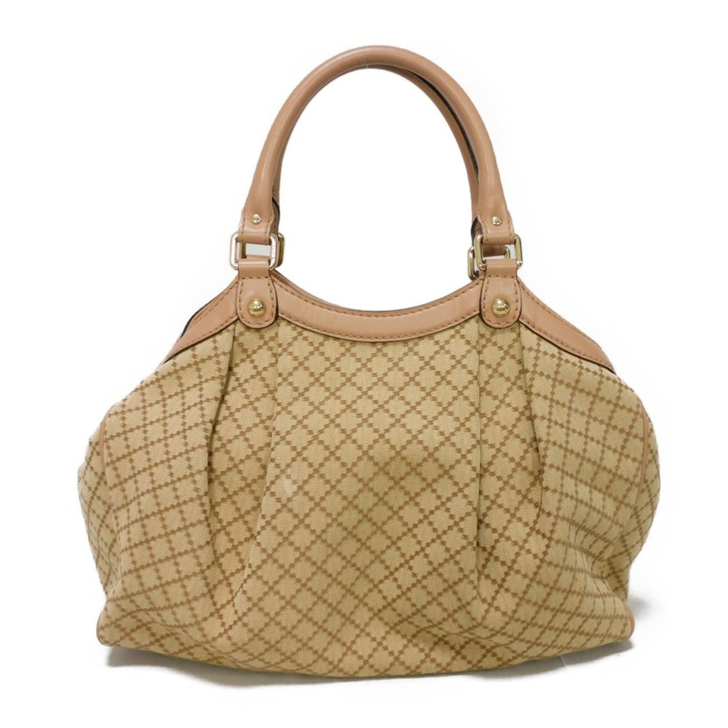 Gucci Beige Canvas Leather Handbag Tote Bag