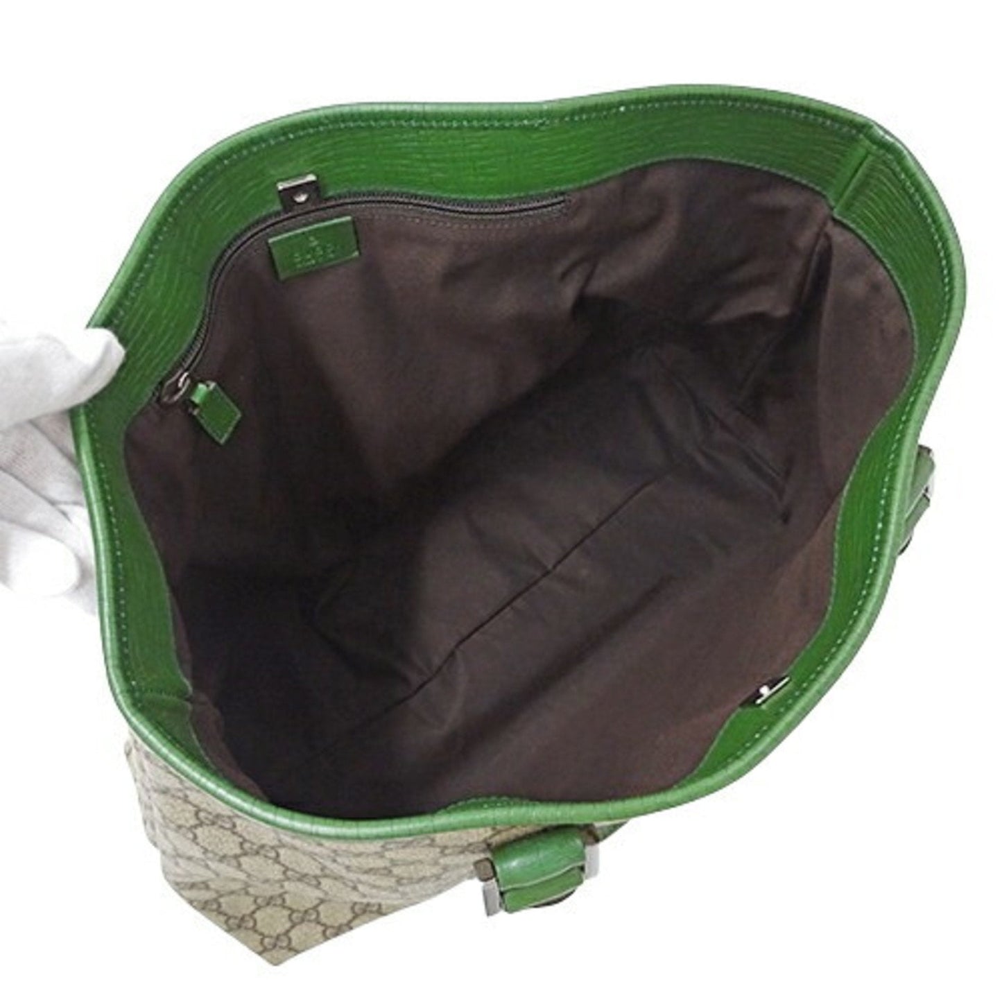 Gucci Beige Brown Green Gg Supreme Tote Bag