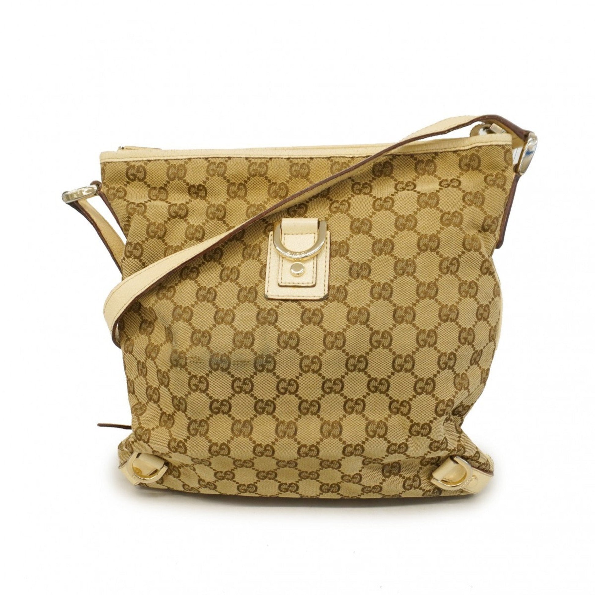 Gucci Brown White Canvas Shoulder Bag ()