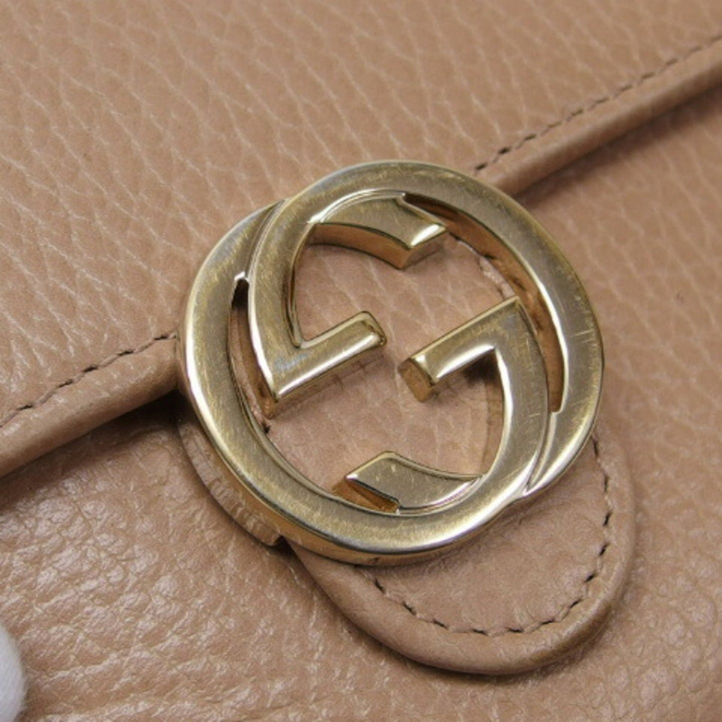 Gucci Beige Champagne Gold Leather Coin Purse/Coin Case