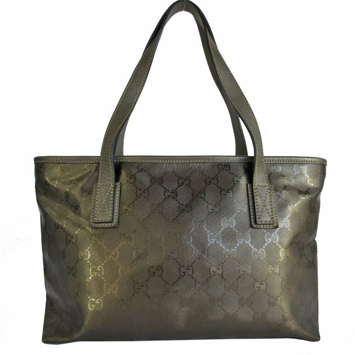 Gucci Khaki Metallic Pvc Leather Shoulder Bag Tote Bag