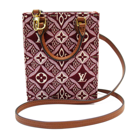 Louis Vuitton Brown Burgundy Canvas Leather Handbag Shoulder Bag ()