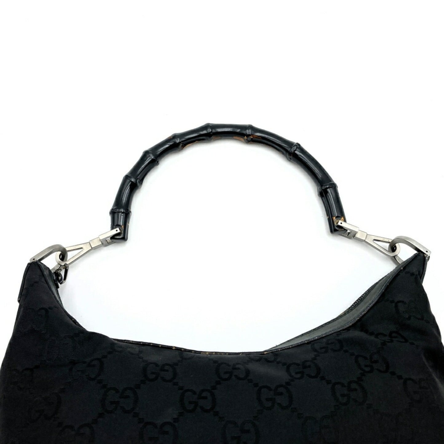 Gucci Bamboo Black Nylon Shoulder Bag