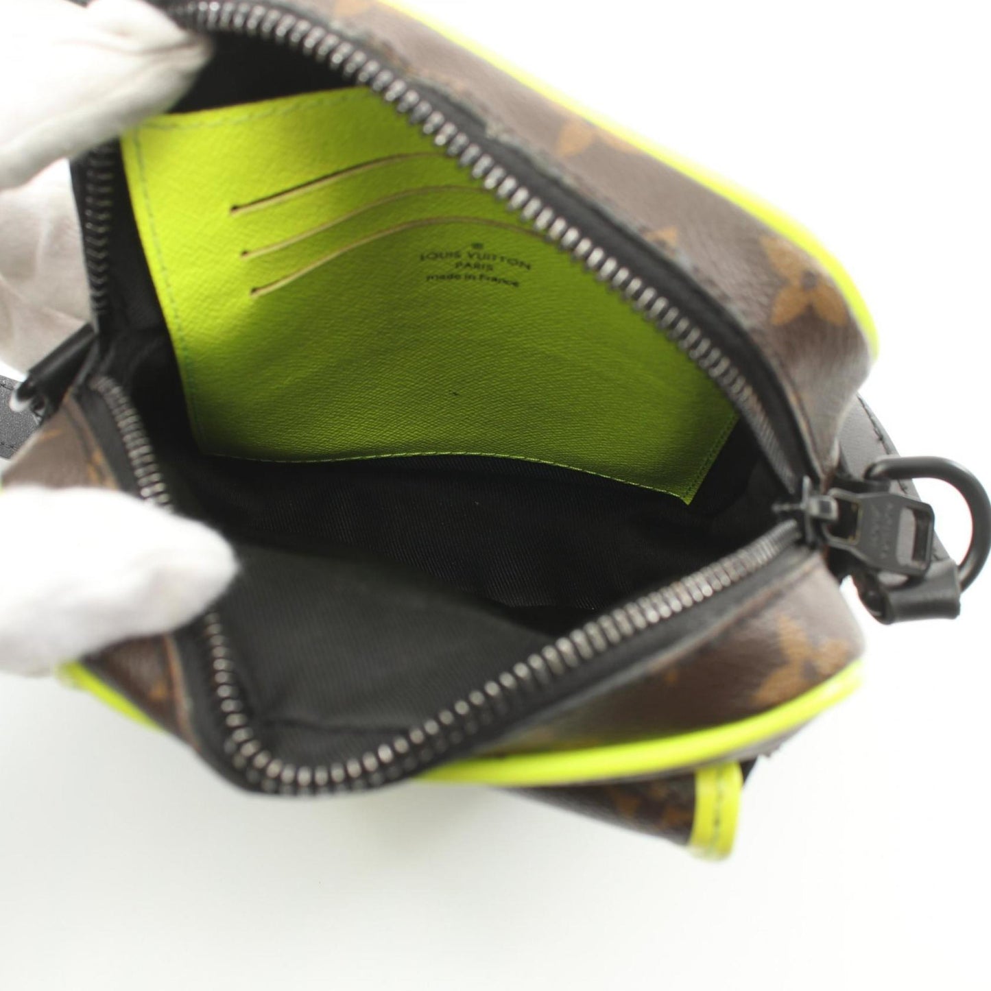 Louis Vuitton Black Brown Green Coated Canvas Leather Shoulder Bag