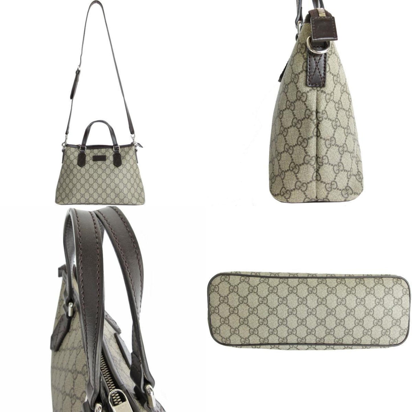 Gucci Beige Brown Pvc Leather Handbag Shoulder Bag