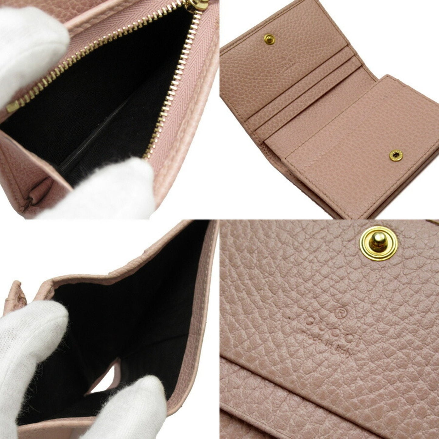 Gucci Pink Beige Leather Wallet (Bi-Fold)
