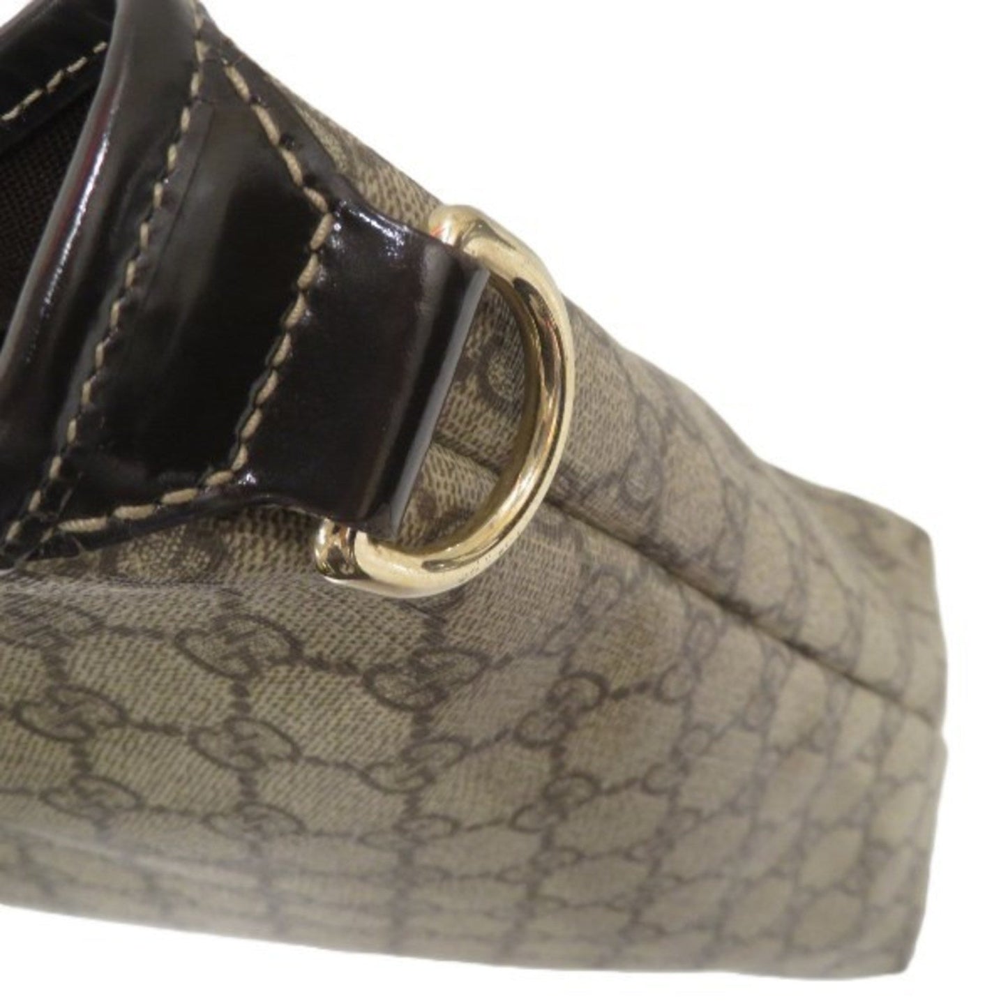 Gucci Beige Dark Brown Pvc Leather Handbag Tote Bag