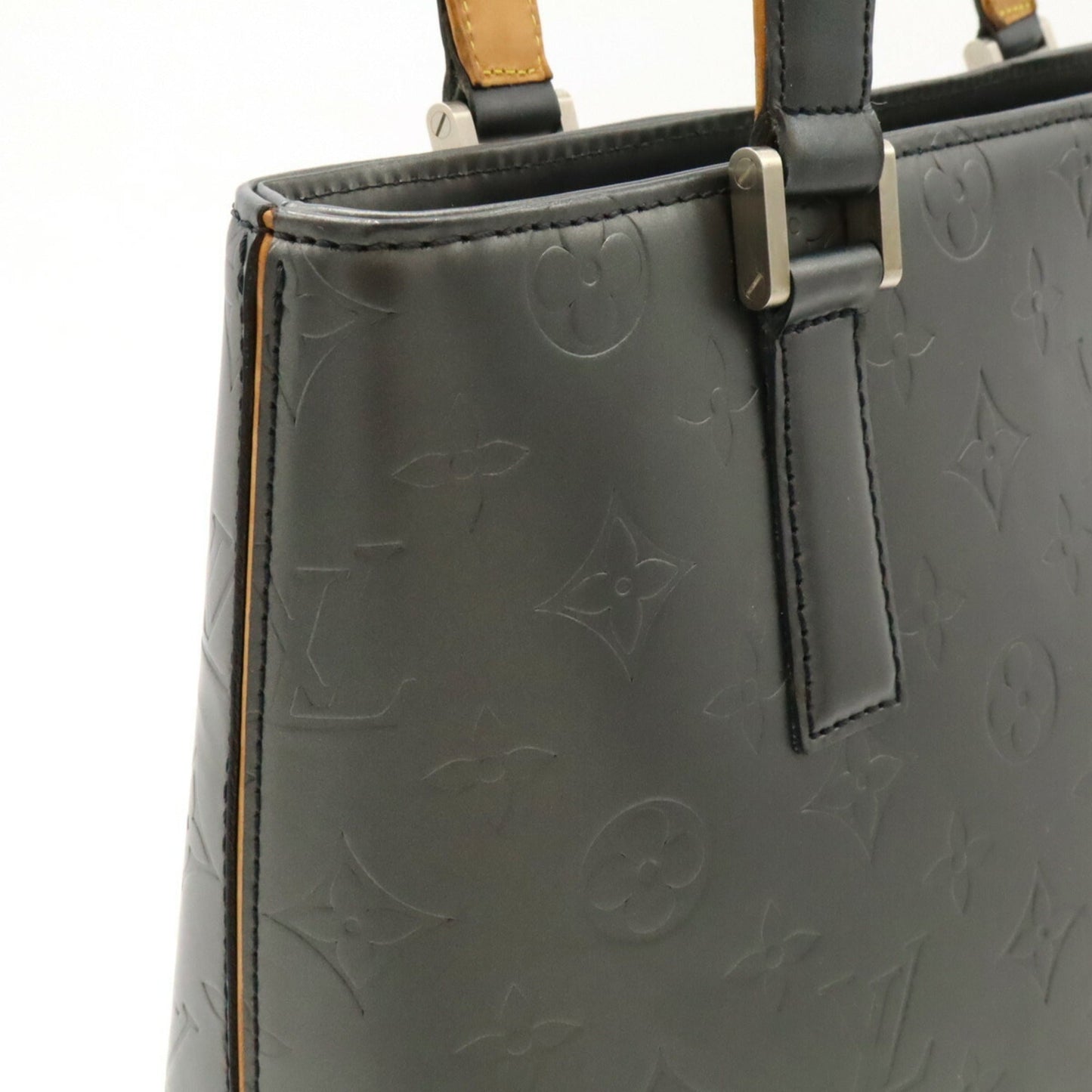 Louis Vuitton Monogram Mat Black Noir Leather Shoulder Bag Tote Bag
