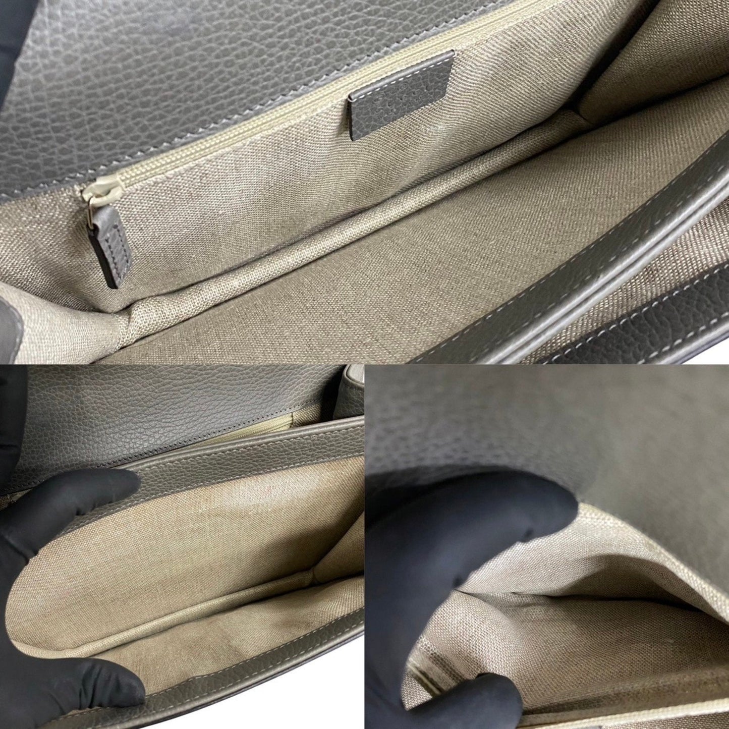 Gucci Gray Leather Handbag Shoulder Bag