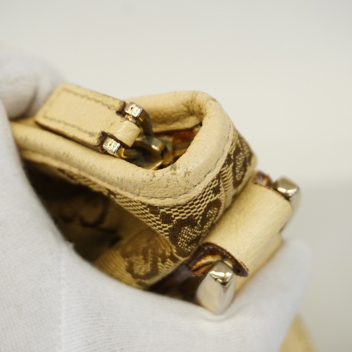 Gucci Brown White Canvas Shoulder Bag