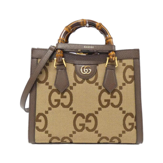 Gucci Brown Camel Gg Canvas Leather Handbag ()