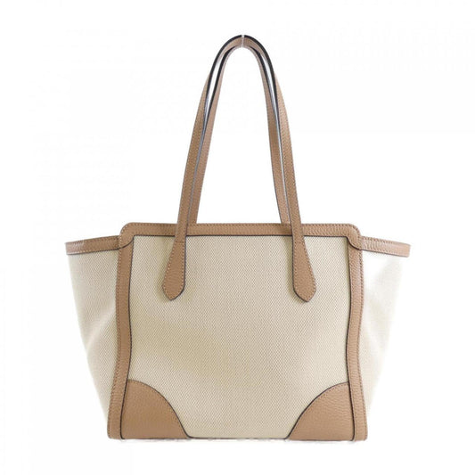 Gucci Beige Canvas Leather Tote Bag ()