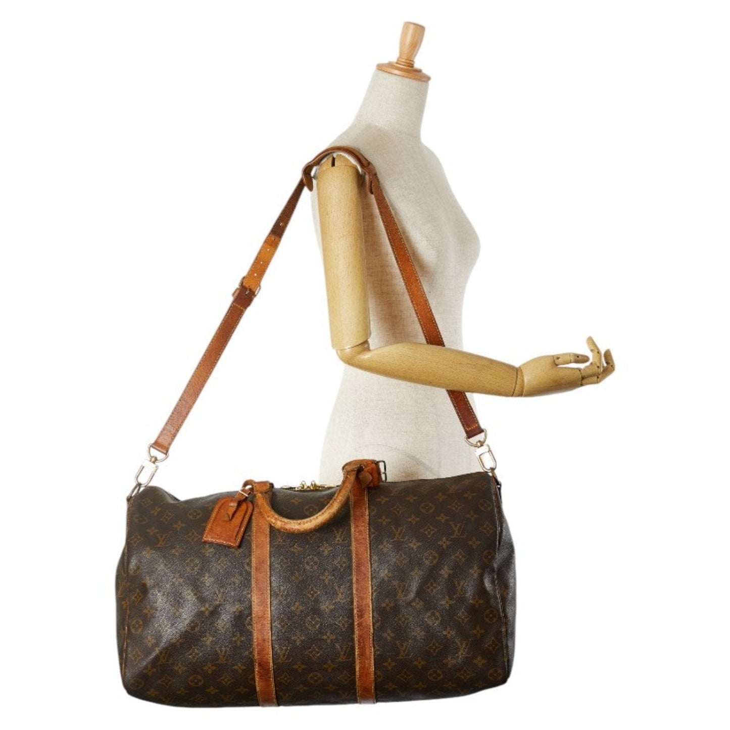 Louis Vuitton Brown Pvc Leather Boston Bag Shoulder Bag