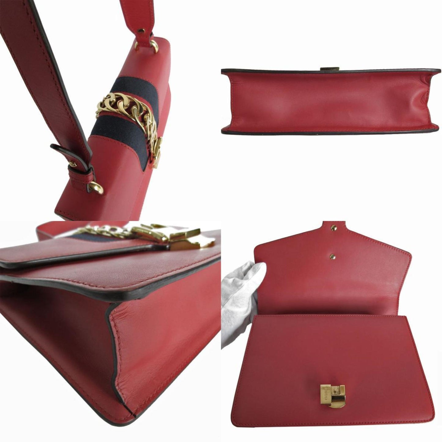 Gucci Red Color Leather Shoulder Bag
