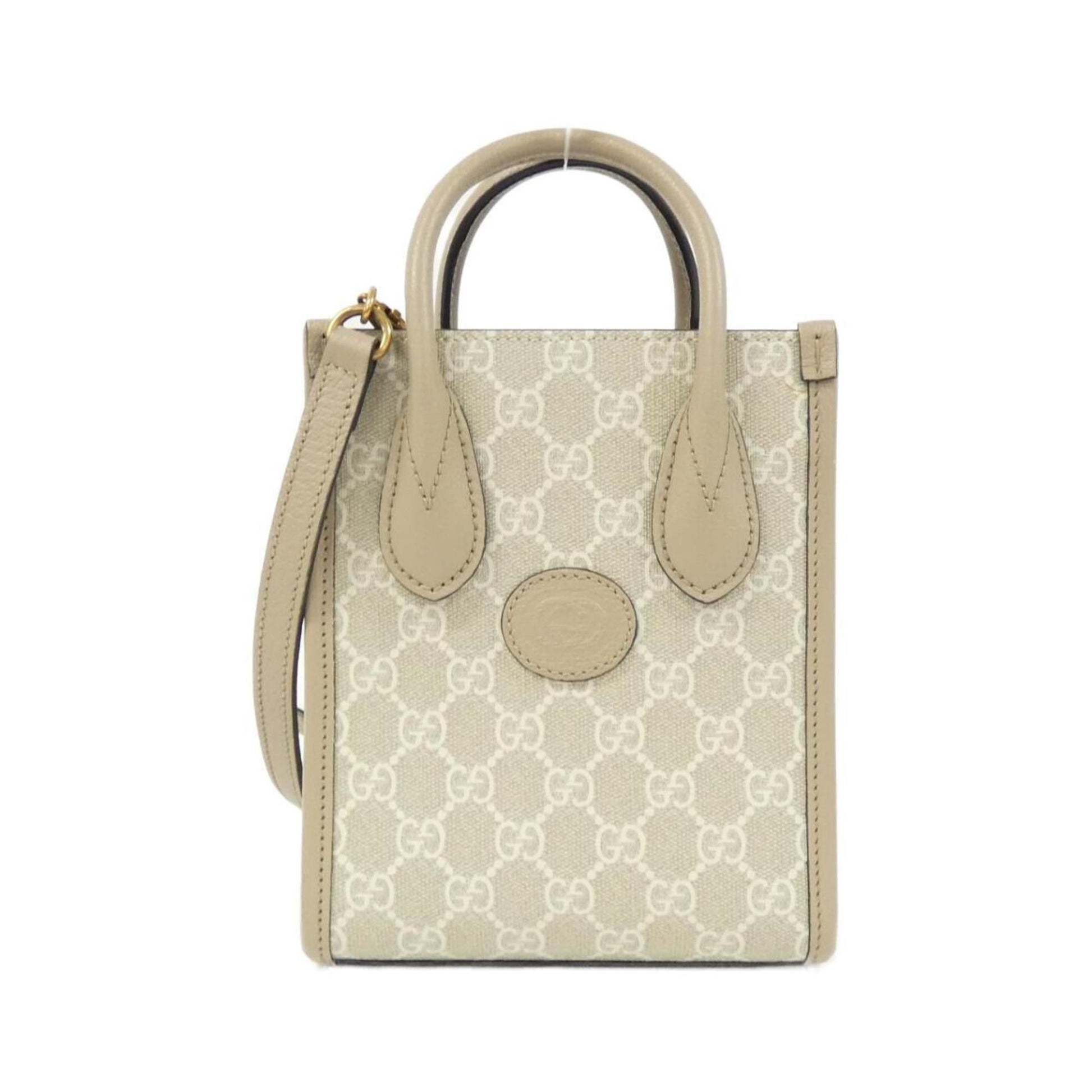 Gucci Beige White Gg Supreme Leather Handbag ()